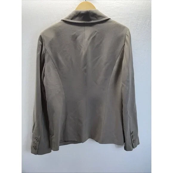 ST JOHN Chore Jacket Blazer Jacket Sz 10 Modern career minimalist Tan Taupe
